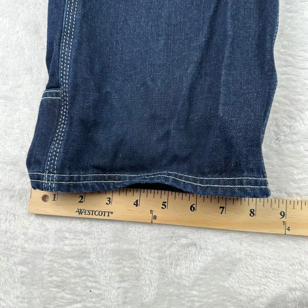 Dickies Mens Size Small Dark Wash Denim Bib Overalls Contrast Stitch Workwear